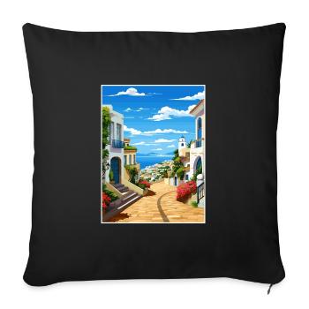 Albufeira Portugal Cascais Vintage Travel Poster - Sofa pillowcase 17,3'' x 17,3'' (45 x 45 cm) - black - Front