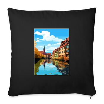 Nuremberg Decoration Germany Vintage Travel Poster - Sofa pillowcase 17,3'' x 17,3'' (45 x 45 cm) - black - Front