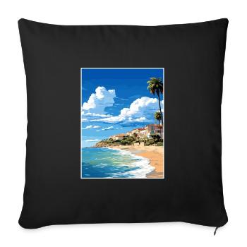 Costa Dorara Espagne Affiche de voyage vintage Souvenir - Housse de coussin décorative 45 x 45 cm - noir - Devant