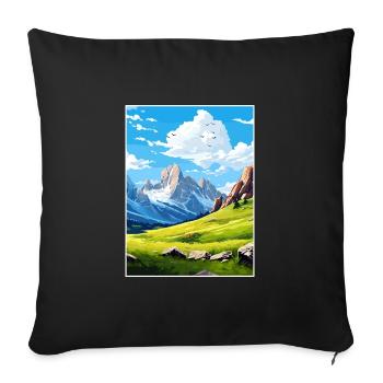 Picos De Europa National Park Travel Poster - Sofa pillowcase 17,3'' x 17,3'' (45 x 45 cm) - black - Front