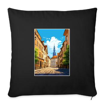 Munich décoration Allemagne Vintage affiche de voyage - Housse de coussin décorative 45 x 45 cm - noir - Devant