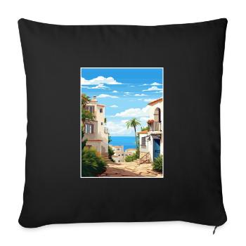 Almeria Espagne Vintage voyage affiche WPA Souvenir - Housse de coussin décorative 45 x 45 cm - noir - Devant