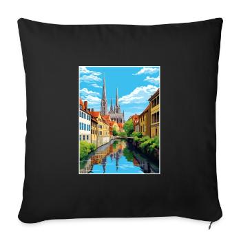 Chartres France Affiche de voyage vintage WPA Souvenir - Housse de coussin décorative 45 x 45 cm - noir - Devant