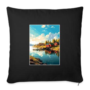 Îles Aland Finlande affiche de voyage vintage WPA - Housse de coussin décorative 45 x 45 cm - noir - Devant