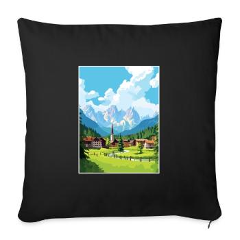 Kranjska Gora Slovénie affiche de voyage vintage WPA - Housse de coussin décorative 45 x 45 cm - noir - Devant