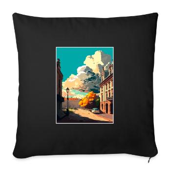 lodz Pologne Vintage voyage affiche WPA Souvenir - Housse de coussin décorative 45 x 45 cm - noir - Devant