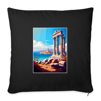 Délos Grèce Décoration Vintage Voyage Affiche WPA - Housse de coussin décorative 45 x 45 cm - noir - Devant