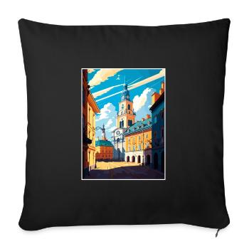 Lublin Pologne Affiche de voyage vintage WPA Souvenir - Housse de coussin décorative 45 x 45 cm - noir - Devant