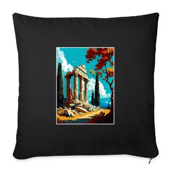 Olympi Griechenland Dekoration Vintage Reise Poster - Sofakissenbezug 45 x 45 cm - Schwarz - Vorne
