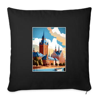 Halmstad Sweden Vintage Travel Poster WPA Souvenir - Sofa pillowcase 17,3'' x 17,3'' (45 x 45 cm) - black - Front