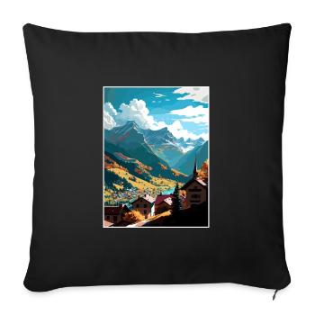 Sion Suisse Affiche de voyage vintage souvenir - Housse de coussin décorative 45 x 45 cm - noir - Devant