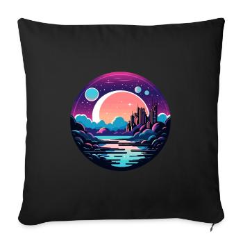 Moon Landscape Illustration - Sofa pillowcase 17,3'' x 17,3'' (45 x 45 cm) - black - Front