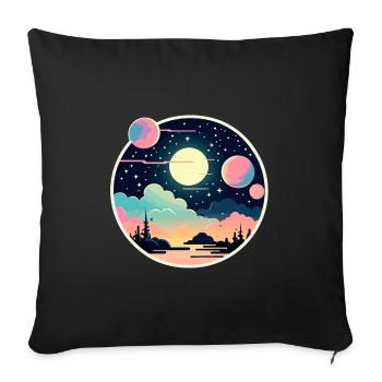 Moon Landscape Illustration - Sofa pillowcase 17,3'' x 17,3'' (45 x 45 cm) - black - Front