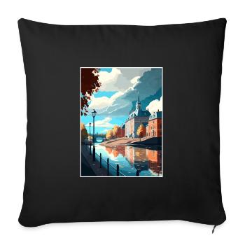Karlstad Sweden Vintage Travel Poster WPA Souvenir - Sofa pillowcase 17,3'' x 17,3'' (45 x 45 cm) - black - Front