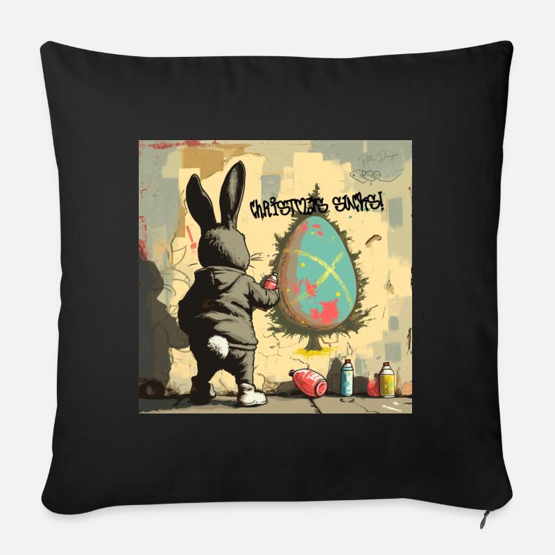Osterhasen Graffiti - Sofakissenbezug 45 x 45 cm - Schwarz