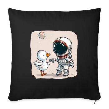 Mignon astronaute et oie dessin animé Design | Espace - Housse de coussin décorative 45 x 45 cm - noir - Devant