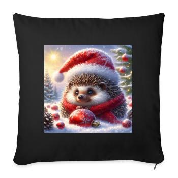 Christmas Hedgehog - Sofa pillowcase 17,3'' x 17,3'' (45 x 45 cm) - black - Front