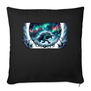 Norse Wolf Fenrir in Fantasy Wilds - Sofa pillowcase 17,3'' x 17,3'' (45 x 45 cm) - black - Front