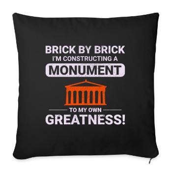Monumental Brick Mastery: Humorous Bricklayer - Sofa pillowcase 17,3'' x 17,3'' (45 x 45 cm) - black - Front