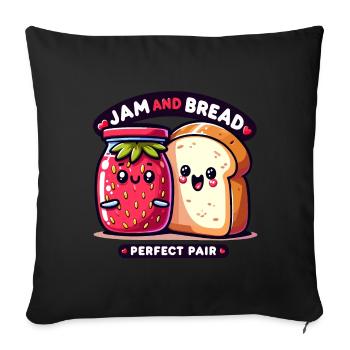 Confiture et pain la paire parfaite - Housse de coussin décorative 45 x 45 cm - noir - Devant