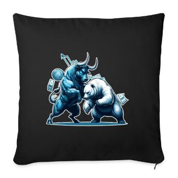 Finance Taureau Bear Fight Wall Street cadeau - Housse de coussin décorative 45 x 45 cm - noir - Devant