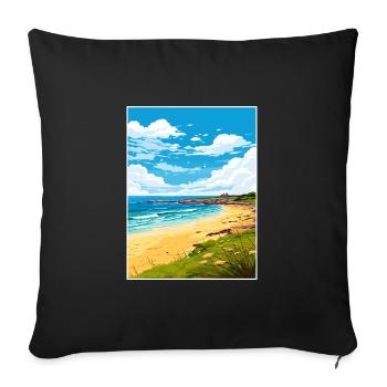 Porthgwidden Beach Cornwall Affiche de voyage Vintage - Housse de coussin décorative 45 x 45 cm - noir - Devant