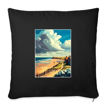 Saltburn au bord de la mer Angleterre Vintage voyage affiche - Housse de coussin décorative 45 x 45 cm - noir - Devant