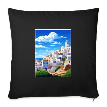 Almeria Espagne Vintage voyage affiche WPA Souvenir - Housse de coussin décorative 45 x 45 cm - noir - Devant