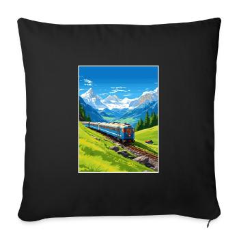 Orient Express Europa Deko Vintage Reiseposter - Sofakissenbezug 45 x 45 cm - Schwarz - Vorne
