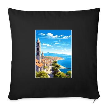 Split Croatia Vintage Travel Poster WPA Souvenir - Sofa pillowcase 17,3'' x 17,3'' (45 x 45 cm) - black - Front
