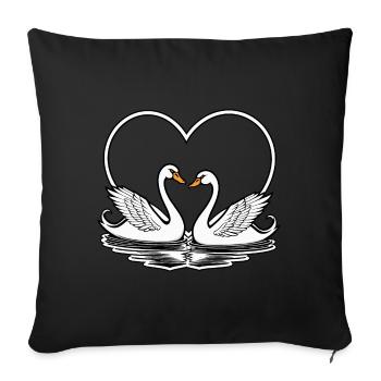 Illustration de la Saint-Valentin cygne - Housse de coussin décorative 45 x 45 cm - noir - Devant