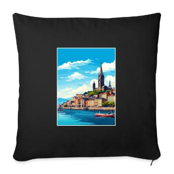 Santiago De Compostela Spain Vintage Travel Poster - Sofa pillowcase 17,3'' x 17,3'' (45 x 45 cm) - black - Front
