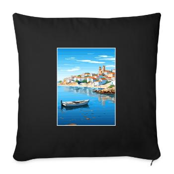 Sines Portugal Vintage Reiseposter WPA Souvenir - Sofakissenbezug 45 x 45 cm - Schwarz - Vorne
