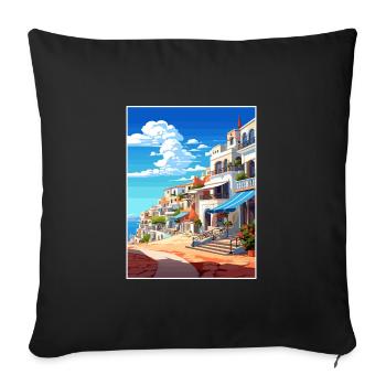 Albufeira Portugal Cascais Vintage Travel Poster - Sofa pillowcase 17,3'' x 17,3'' (45 x 45 cm) - black - Front