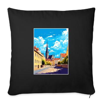 Regensburg Germany Vintage Travel Poster Souvenir - Sofa pillowcase 17,3'' x 17,3'' (45 x 45 cm) - black - Front