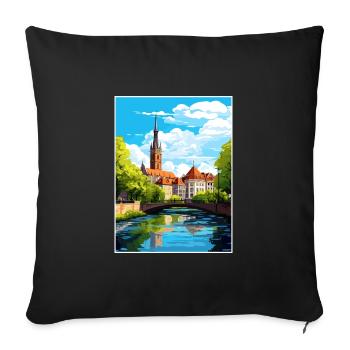 Stuttgart Allemagne Vintage voyage affiche Souvenir - Housse de coussin décorative 45 x 45 cm - noir - Devant
