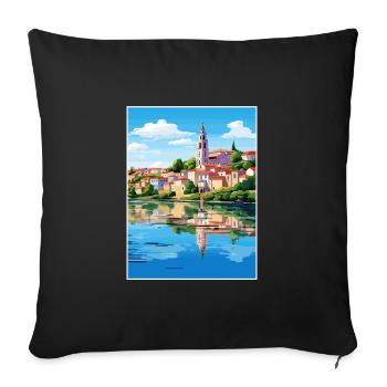 Tomar Portugal Vintage voyage affiche WPA Souvenir - Housse de coussin décorative 45 x 45 cm - noir - Devant