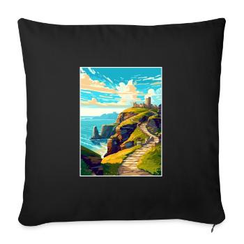 Tintagel Castle England Vintage Travel Poster WPA - Sofa pillowcase 17,3'' x 17,3'' (45 x 45 cm) - black - Front