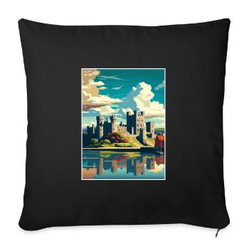 Caernarfon Castle Wales Vintage Travel Poster WPA - Sofa pillowcase 17,3'' x 17,3'' (45 x 45 cm) - black - Front