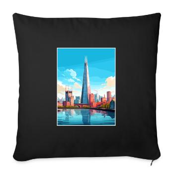 The Shard London England Vintage Reiseposter WPA - Sofakissenbezug 45 x 45 cm - Schwarz - Vorne