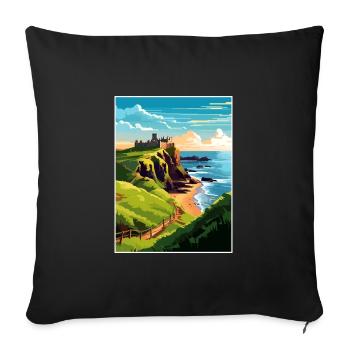 Dunnottar Castle England Vintage Travel Poster WPA - Sofa pillowcase 17,3'' x 17,3'' (45 x 45 cm) - black - Front