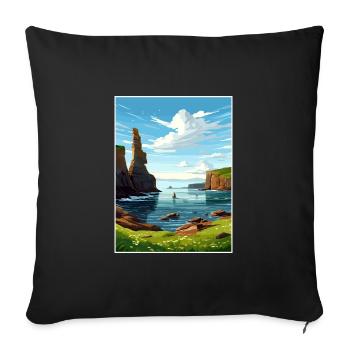 Duncansby Stacks Schottland Vintage-Reiseposter - Sofakissenbezug 45 x 45 cm - Schwarz - Vorne