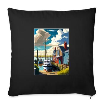 Whitstable Harbour England Vintage Reiseposter - Sofakissenbezug 45 x 45 cm - Schwarz - Vorne