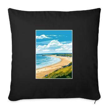 Portstewart Strand Ireland Vintage Travel Poster - Sofa pillowcase 17,3'' x 17,3'' (45 x 45 cm) - black - Front