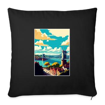 Bristol England Bridge Vintage Travel Poster WPA - Sofa pillowcase 17,3'' x 17,3'' (45 x 45 cm) - black - Front
