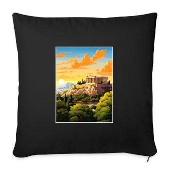 Athens Greece Decoration Vintage Travel Poster WPA - Sofa pillowcase 17,3'' x 17,3'' (45 x 45 cm) - black - Front
