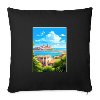 Palma De Mallorca Spain Vintage Travel Poster WPA - Sofa pillowcase 17,3'' x 17,3'' (45 x 45 cm) - black - Front