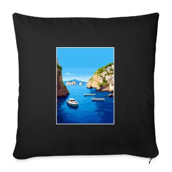 Capri Italien Dekoration Vintage Reiseposter WPA - Sofakissenbezug 45 x 45 cm - Schwarz - Vorne