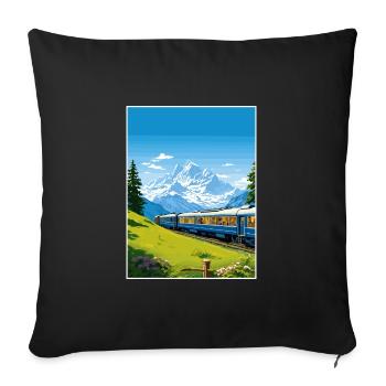 Orient Express Europa Deko Vintage Reiseposter - Sofakissenbezug 45 x 45 cm - Schwarz - Vorne