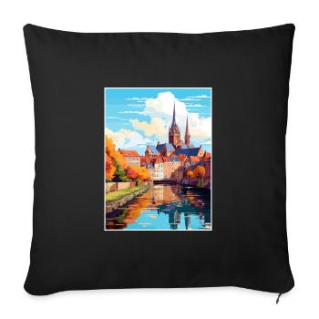 Amiens France Vintage Travel Poster WPA Souvenir - Sofa pillowcase 17,3'' x 17,3'' (45 x 45 cm) - black - Front